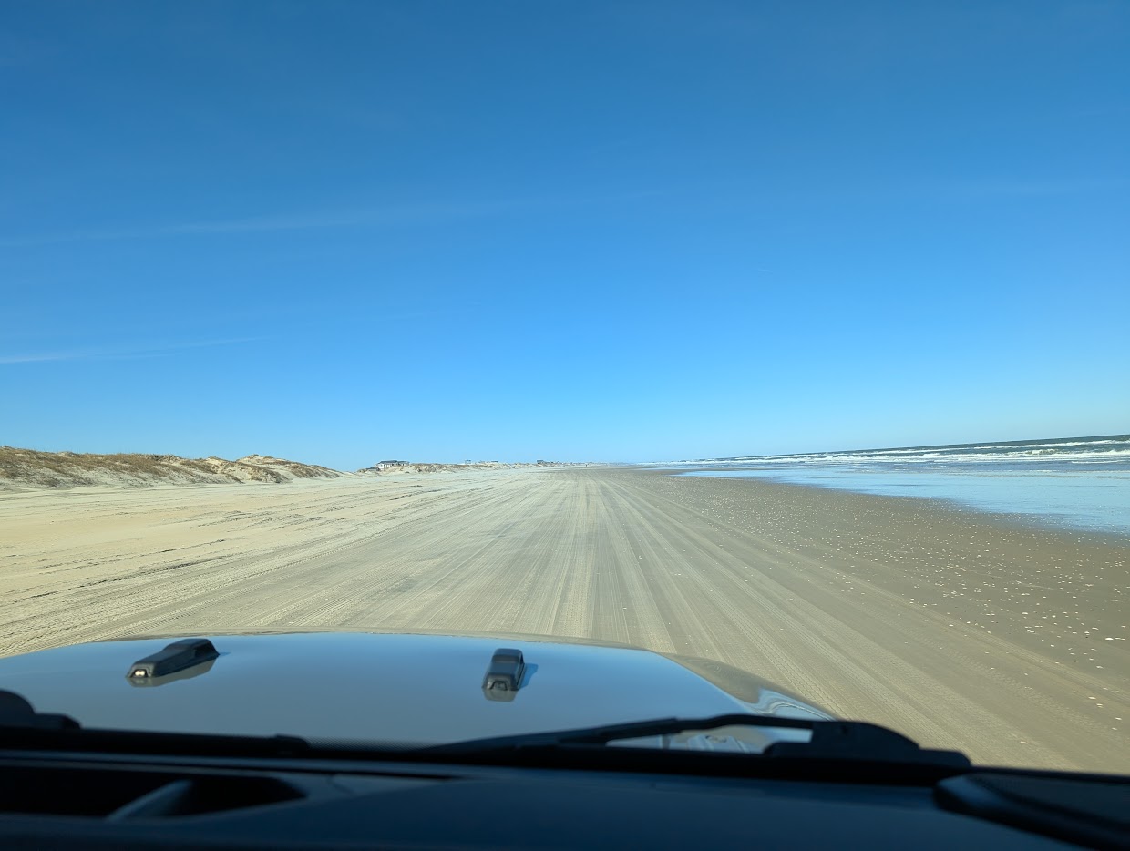 POV driving on Carova beach